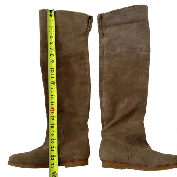 Sam Edelman Orlando suede knee-high boots with faux-fur cuff 9 - Picture 14 of 16